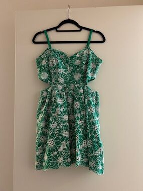 Milly Green Floral Eyelet Sundress with cutouts